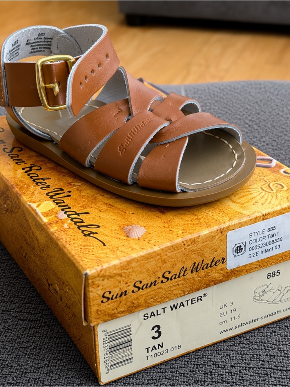 NIB Salt Water Sandals Tan Toddler Size 3